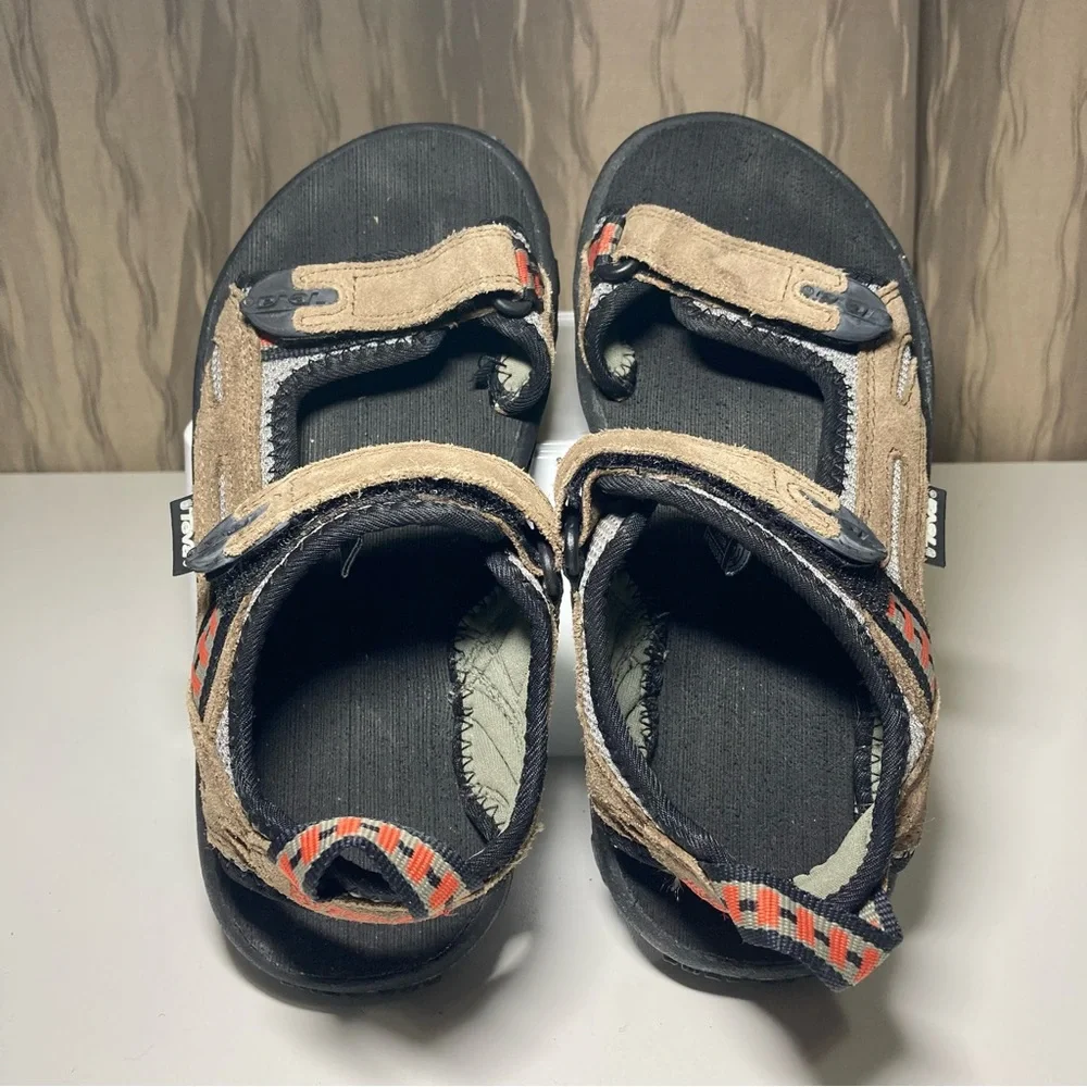 Teva Spoiler II Boy’s 3 Sport Sandals Trail Hiking Tan Black Adjustable Leather